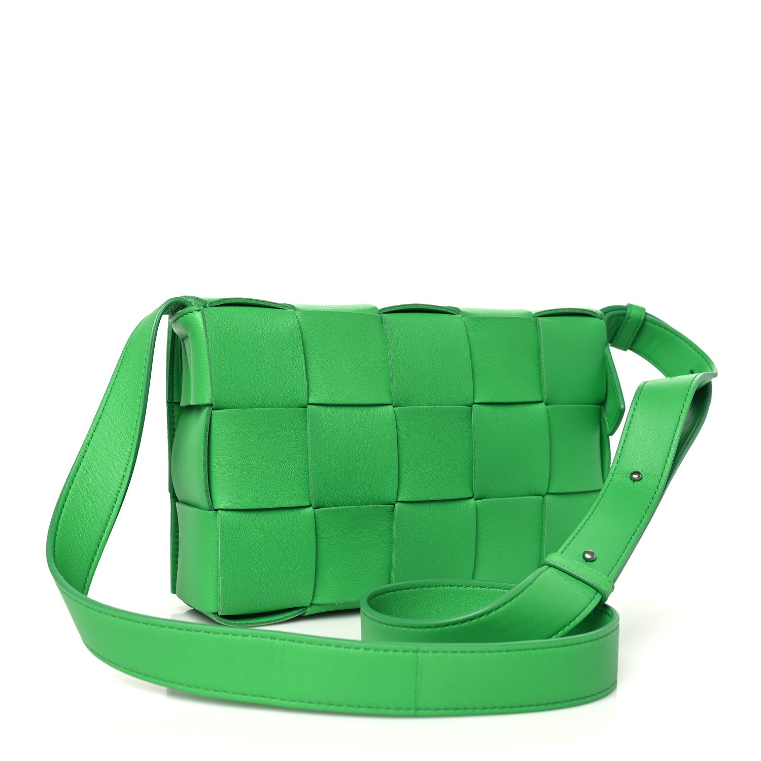 Bottega Veneta Lambskin Maxi Intrecciato Cassette Crossbody Bag Grass 3 of 9
