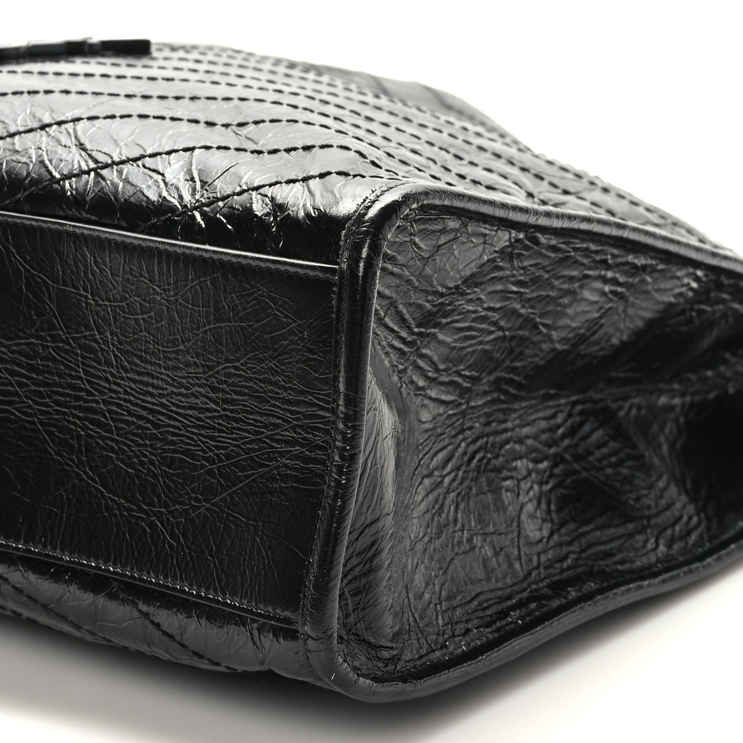 Saint Laurent Crinkled Calfskin Matelasse Monogram Large Niki Shopper Tote Black 9 of 9