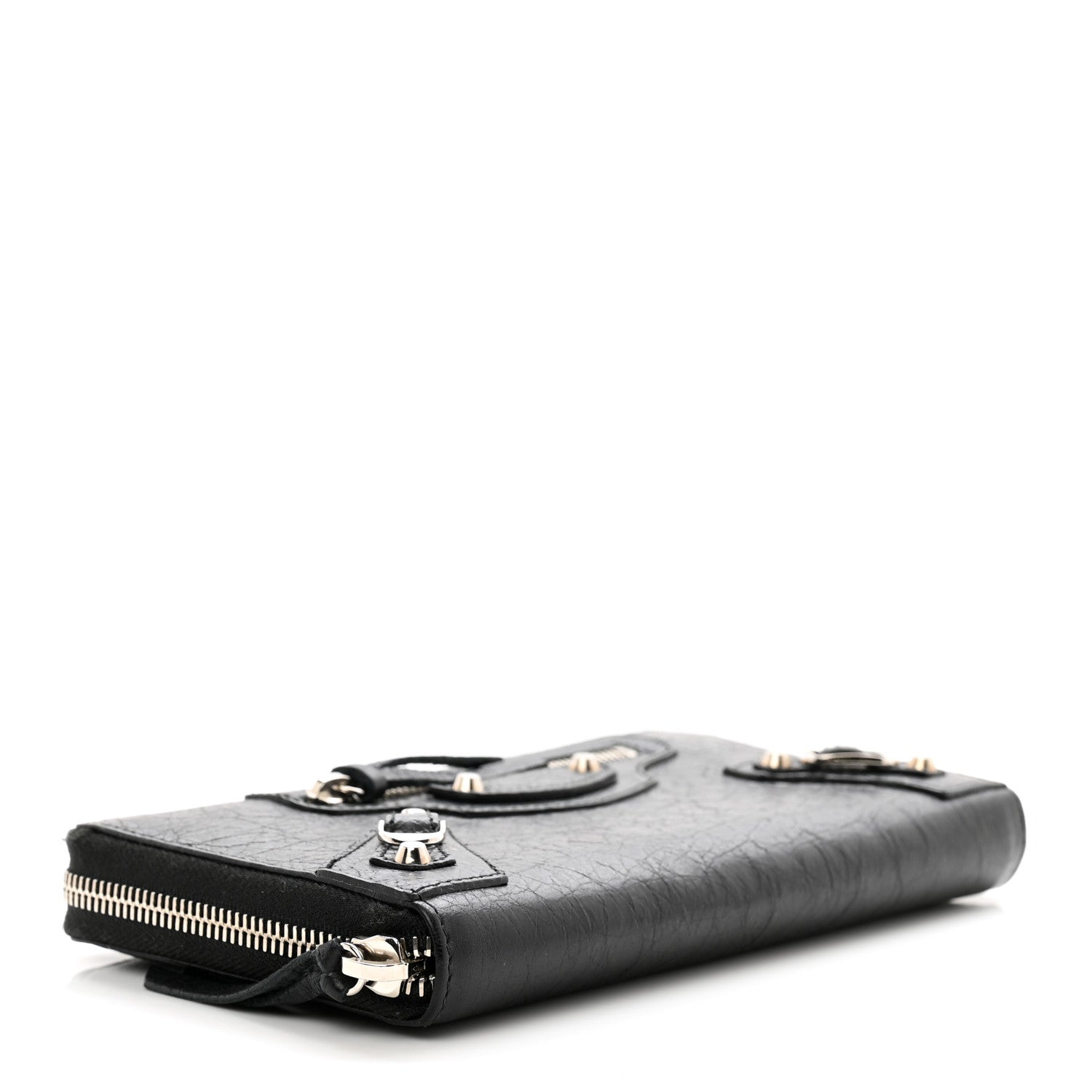 Balenciaga Agneau Classic Silver Hardware Continental Zip Around Wallet Black 4 of 8