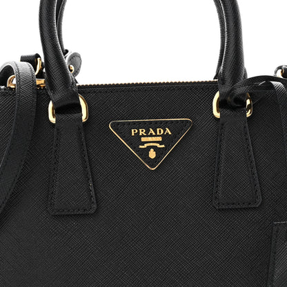 Prada Saffiano Lux Mini Galleria Double Zip Tote Black 7 of 9