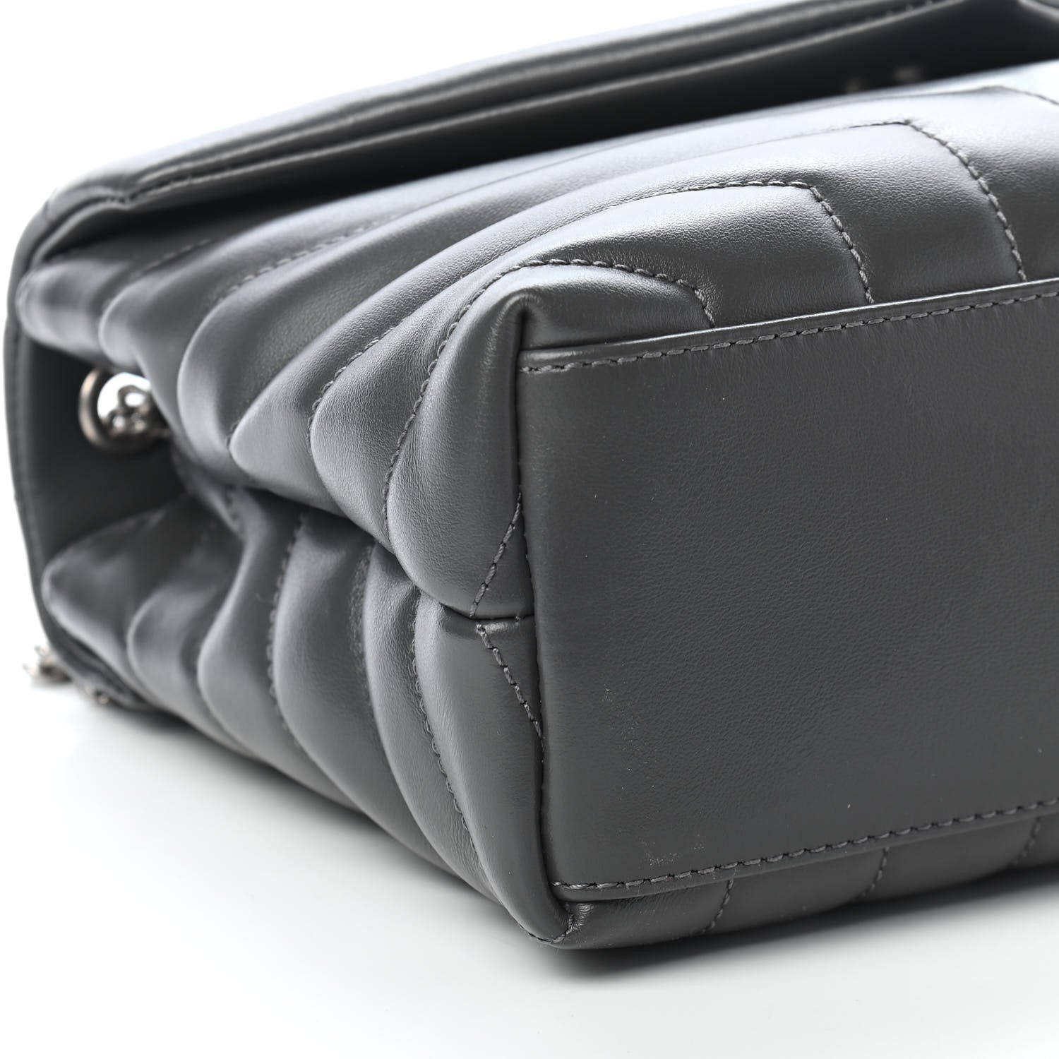 Saint Laurent Calfskin Y Quilted Monogram Small Loulou Chain Satchel Earth 7 of 8