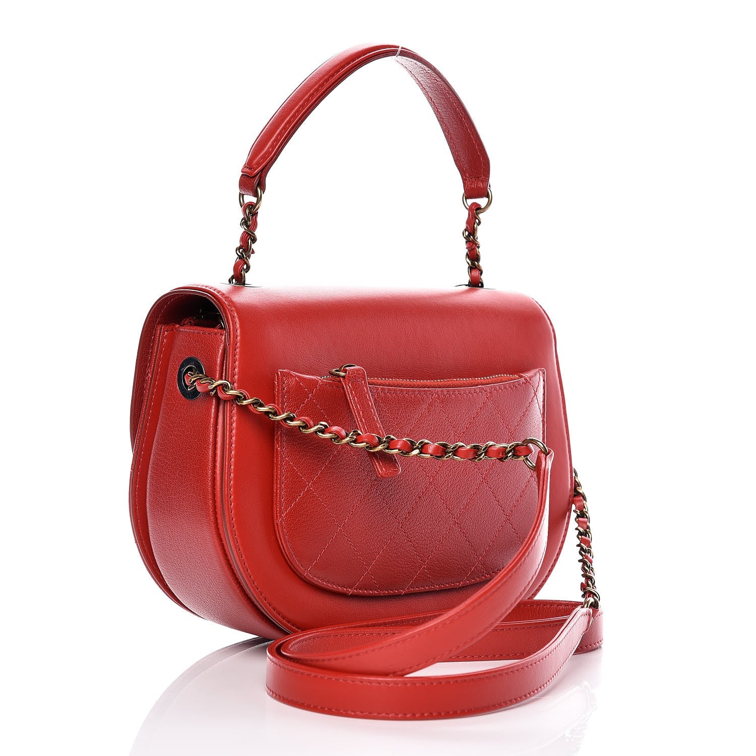 Chanel Shiny Calfskin Goatskin Quilted Small Coco Curve Messenger Flap Red 3 of 11