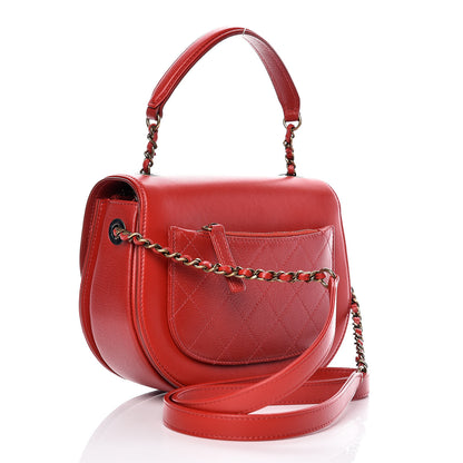 Chanel Shiny Calfskin Goatskin Quilted Small Coco Curve Messenger Flap Red 3 of 11