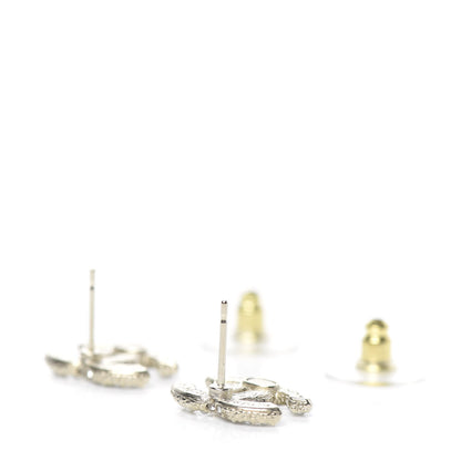 Chanel Pearl Crystal CC Earrings Light Gold 4 of 4