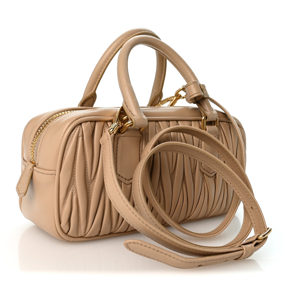 Miu Miu Nappa Matelasse Regular Arcadie Top Handle Bag Sabbia 3 of 9