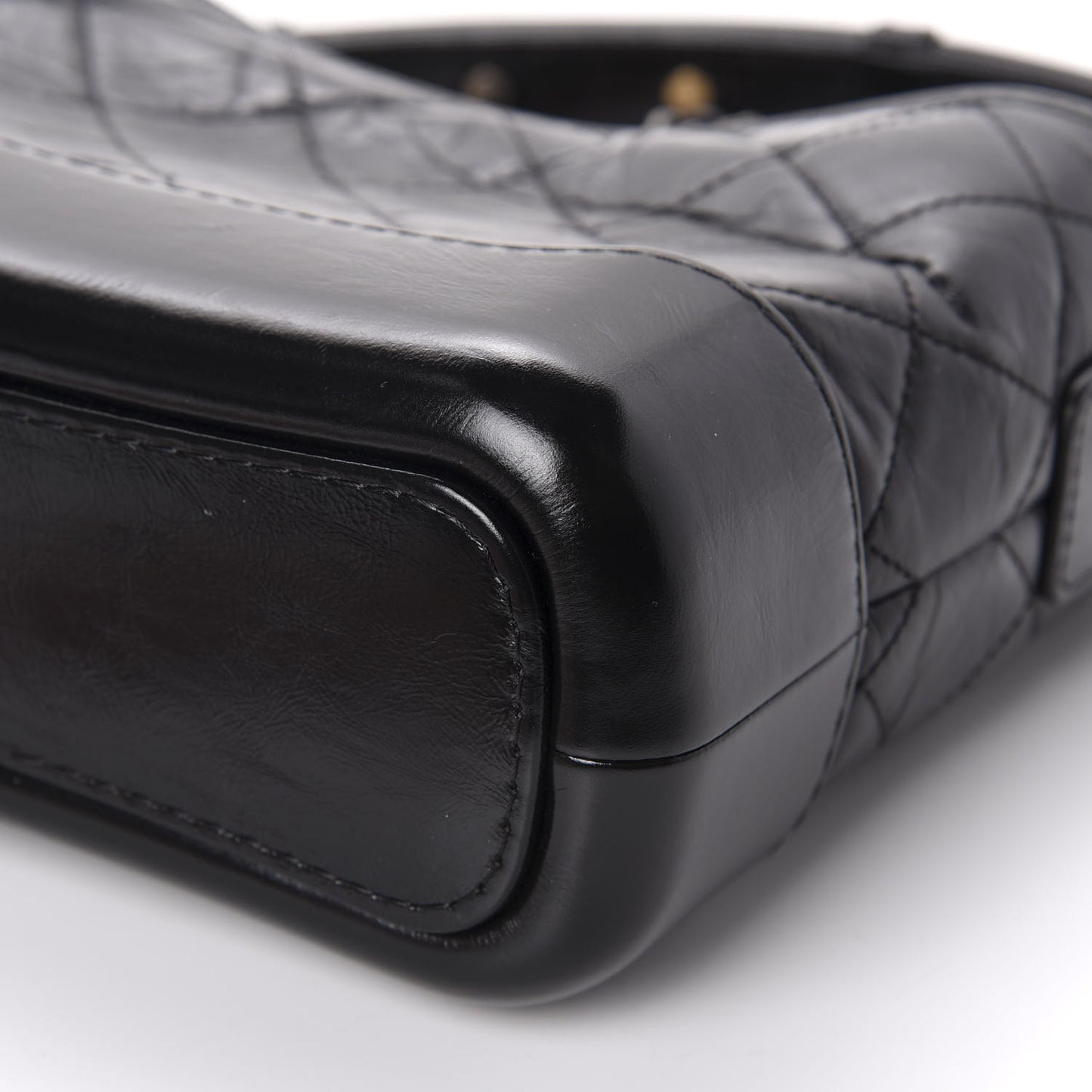 Aged Calfskin Quilted Small Gabrielle Hobo Black