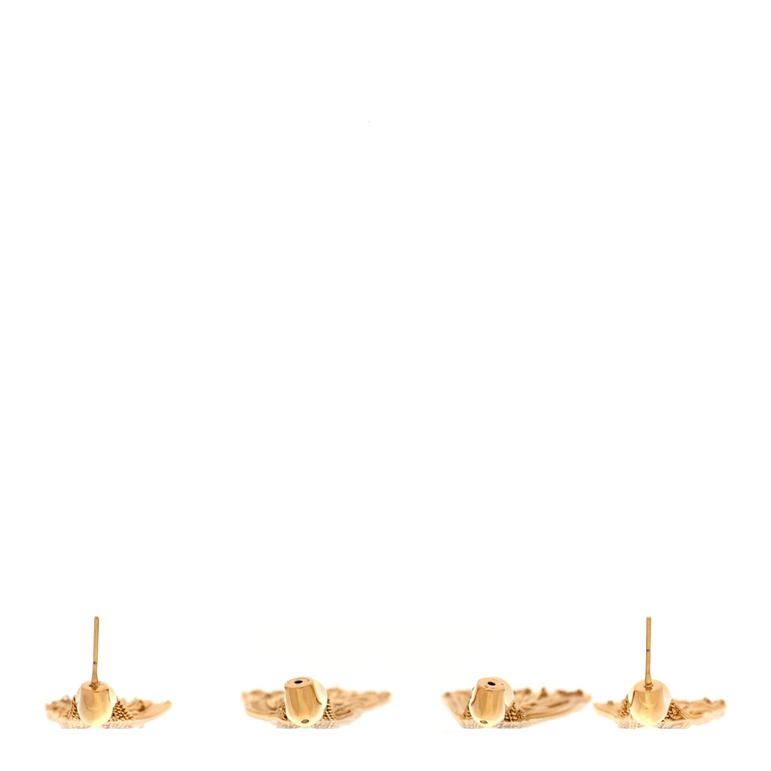 Saint Laurent Brass Metal Double Chain Earrings Gold 3 of 5