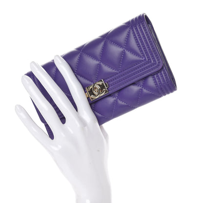Chanel Lambskin Quilted Medium Boy Flap Wallet Purple 2 of 15