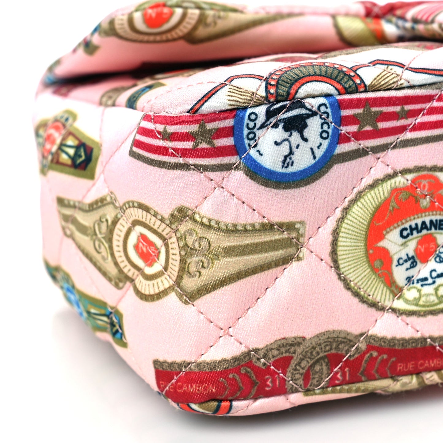 Satin Paris Cuba Cigare Print Mini Flap Pink
