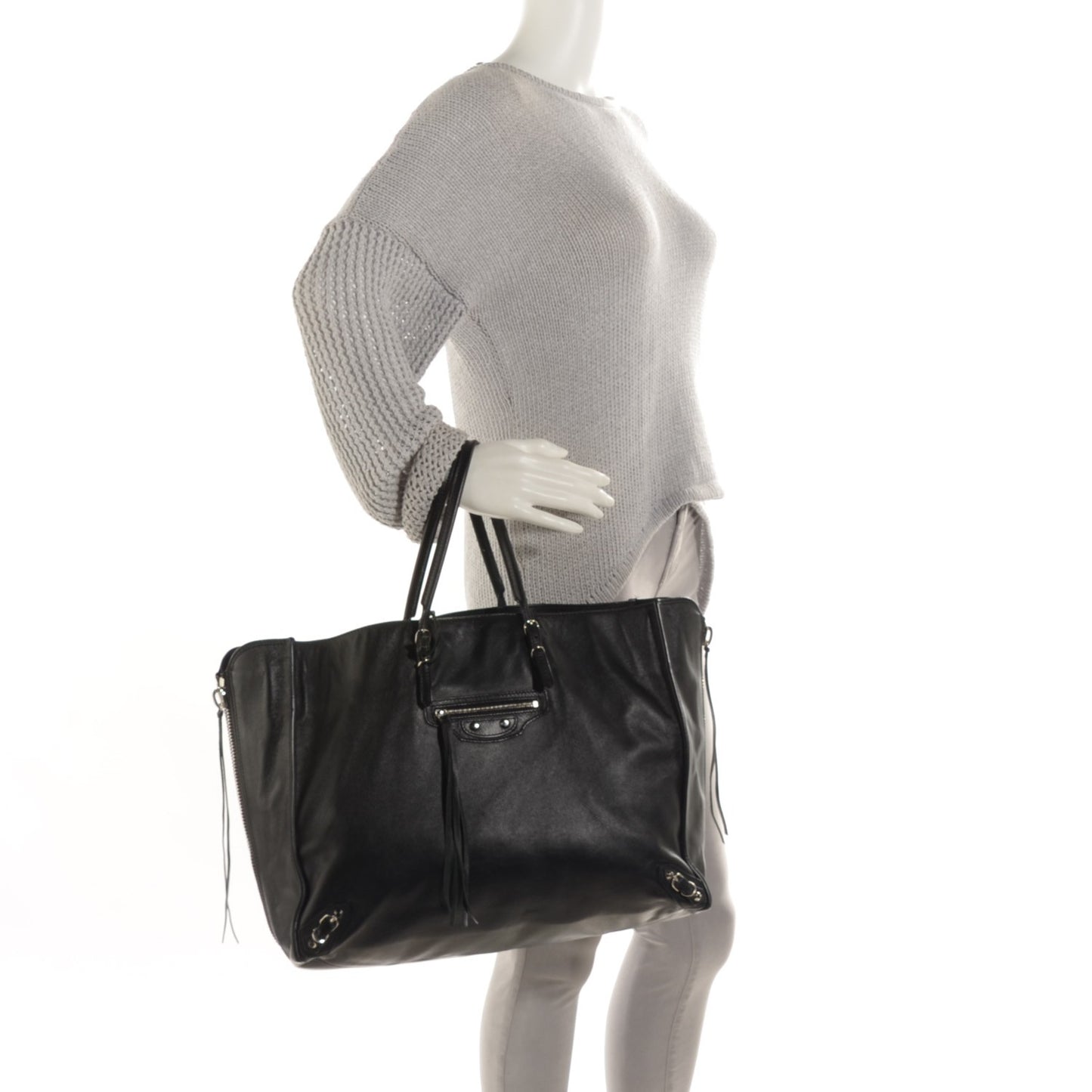 Supple Calfskin Papier A4 Tote Black