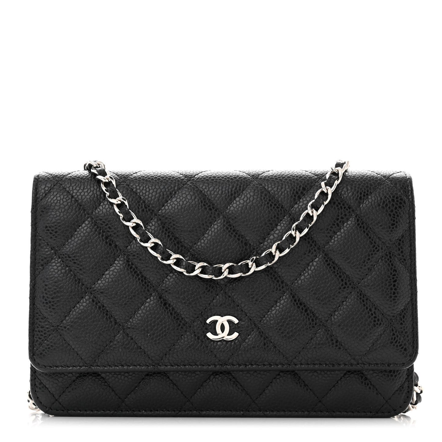 Caviar Quilted Wallet on Chain WOC Black