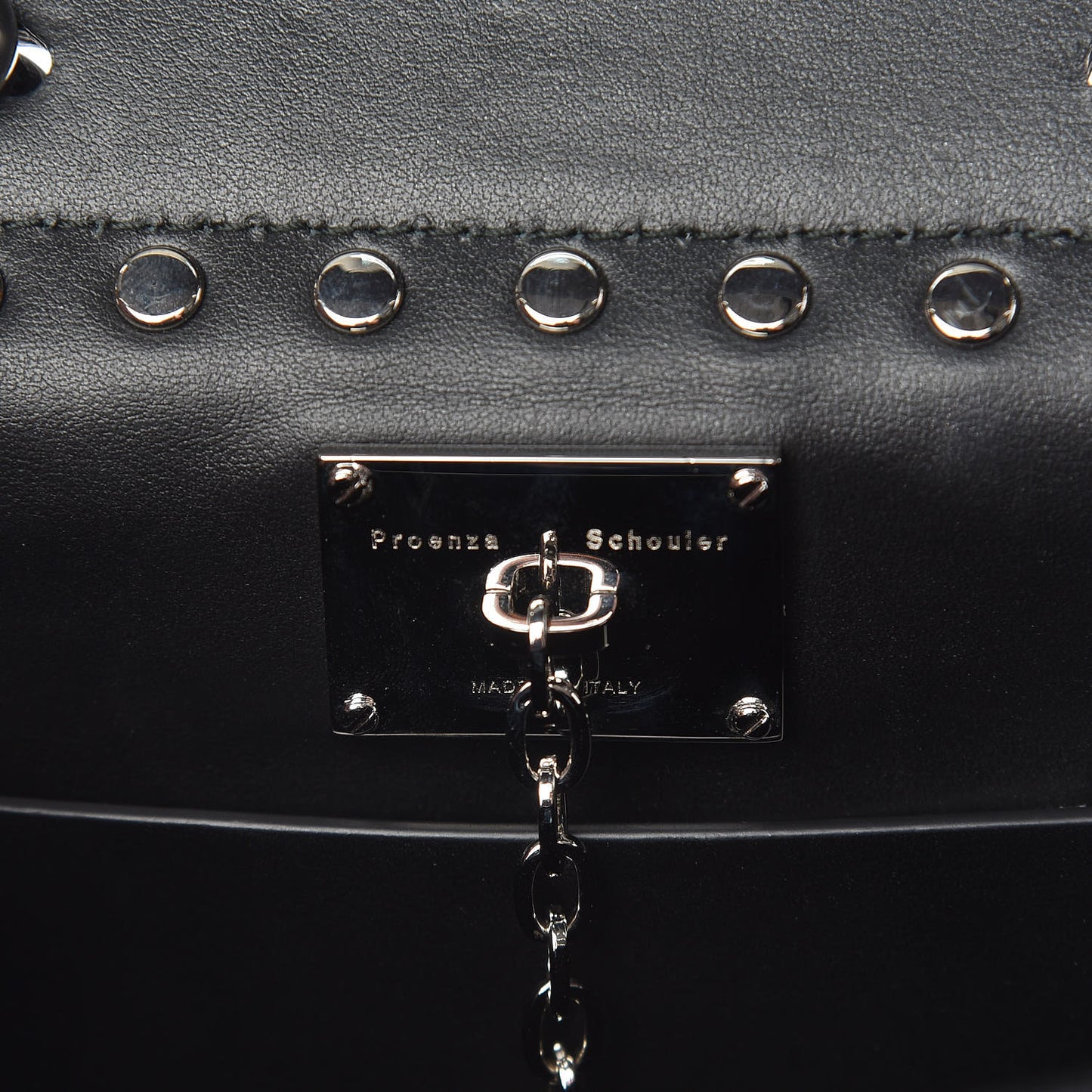 Calfskin Small Studded Hava Top Handle Bag Black