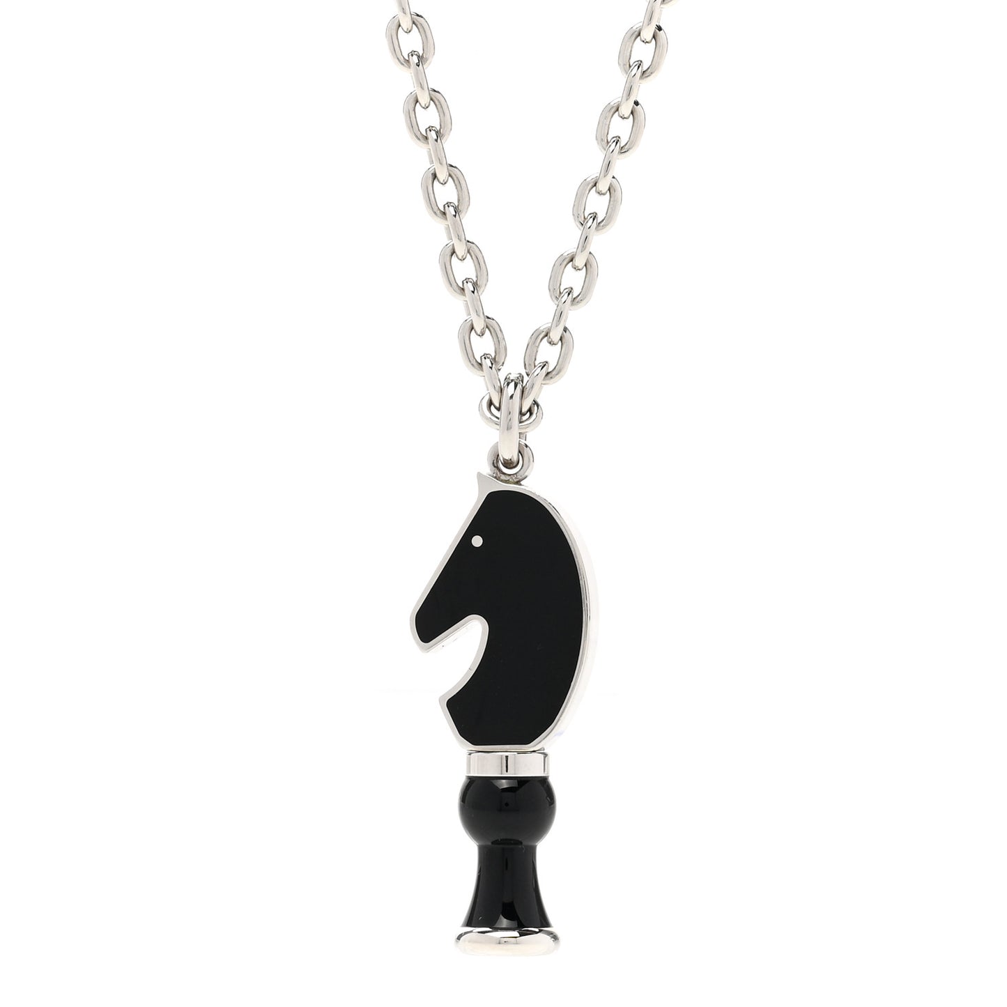 Lacquered Palladium Cavalier Necklace Black