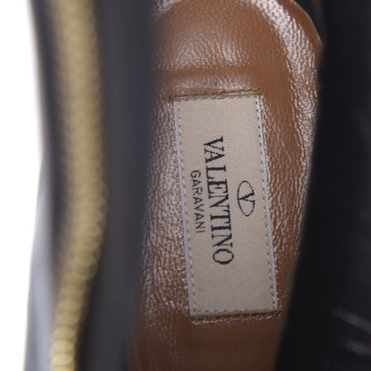 Valentino Garavani Calfskin Rebelle Front Zip Boots 41 Black 8 of 9