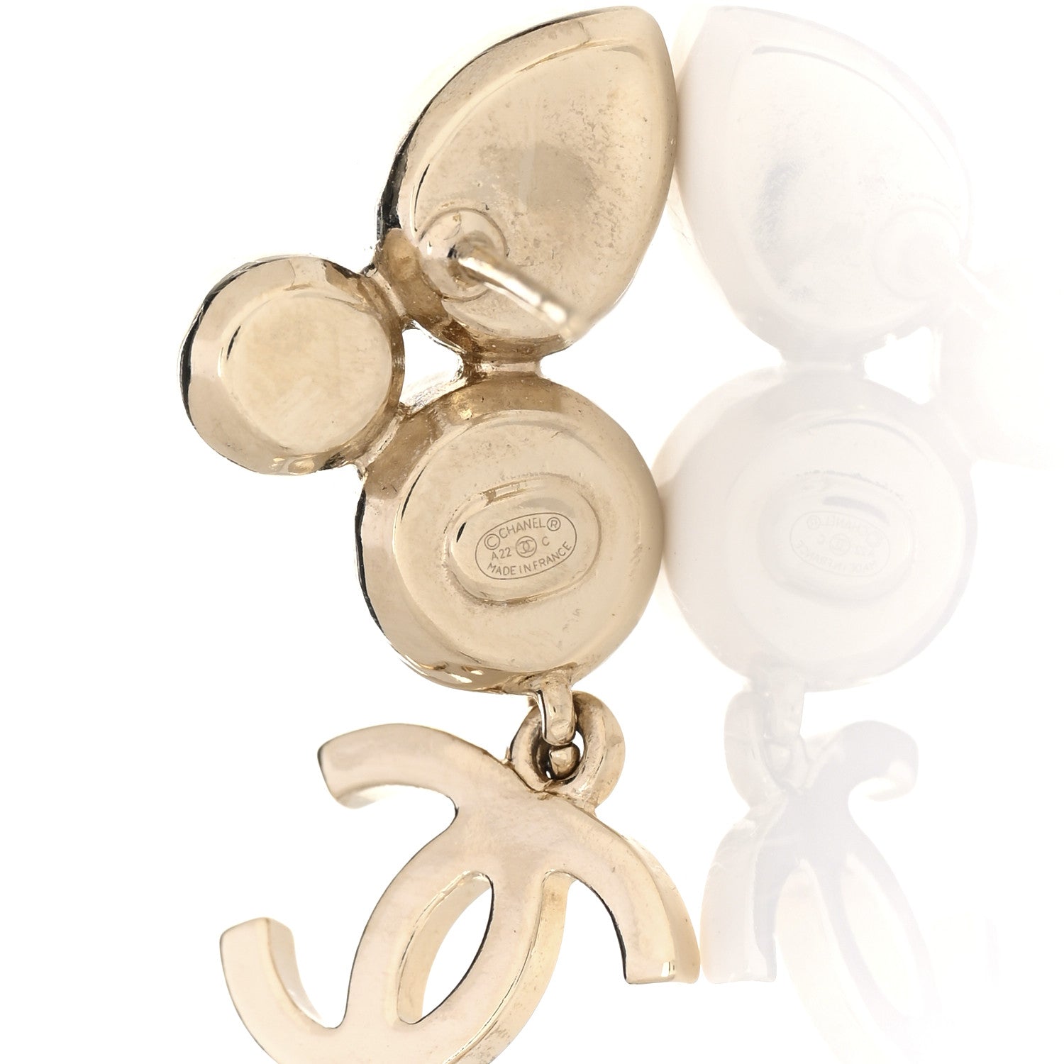Chanel Pearl Crystal CC Drop Earrings Gold 4 of 4