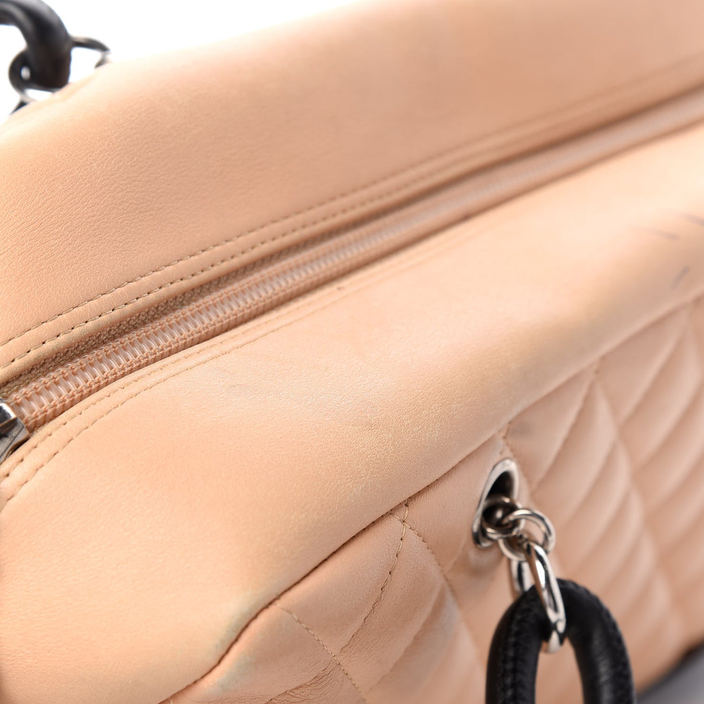 Calfskin Quilted Large Cambon Bowler Beige Black