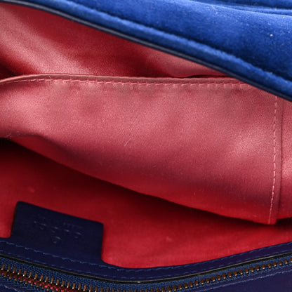 Gucci Velvet Matelasse Medium GG Marmont Shoulder Bag Cobalt Blue 13 of 23