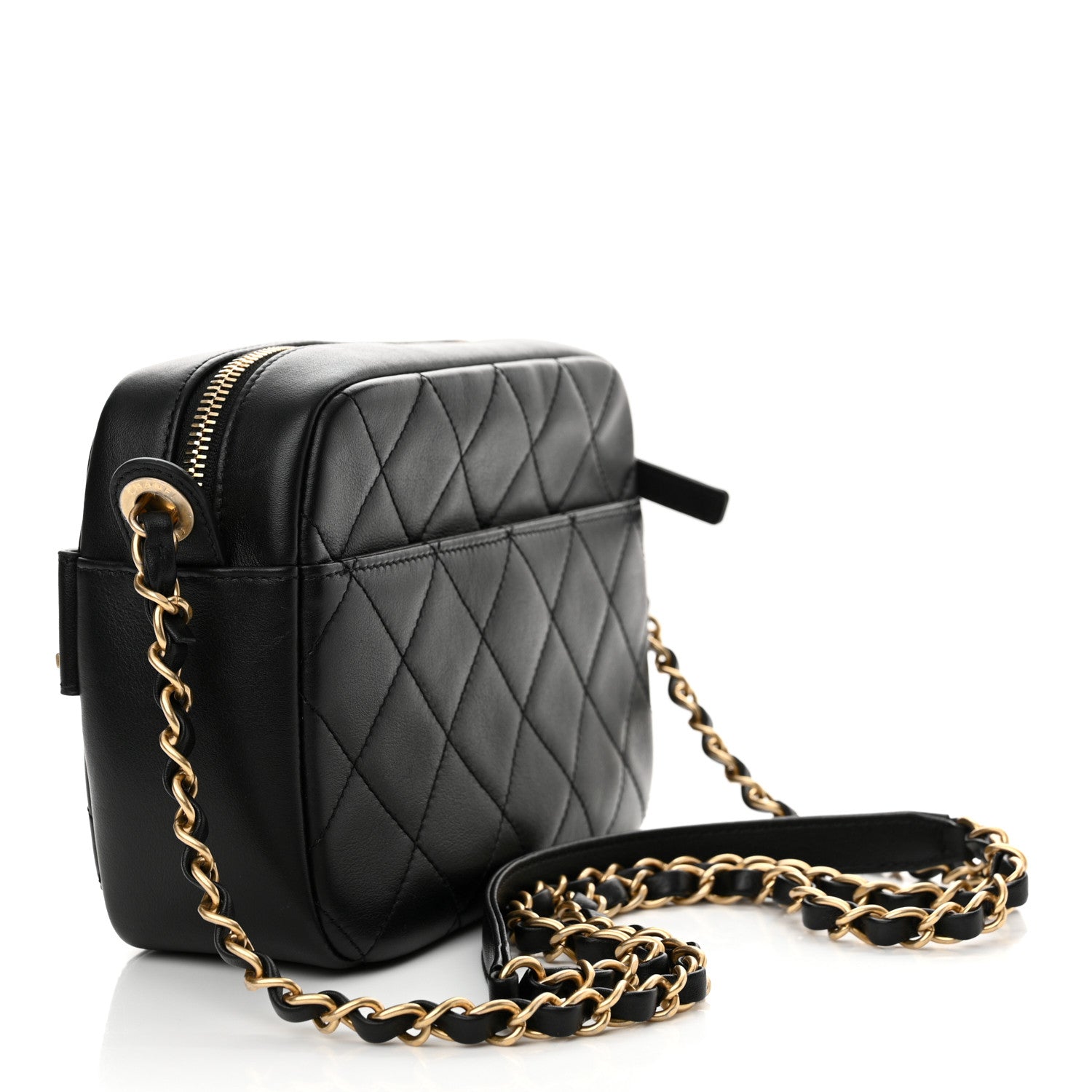 Chanel Calfskin Quilted Enchained Camera Case Bag Black 3 of 10