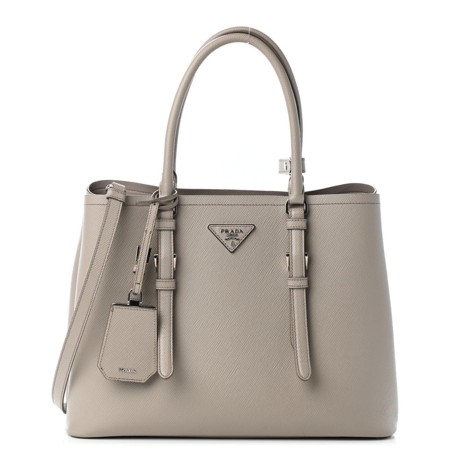 Prada Saffiano Cuir Medium Double Handle Tote Argilla 1 of 9