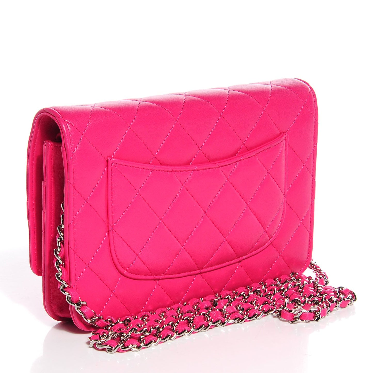 Lambskin Quilted Wallet On Chain WOC Fuchsia