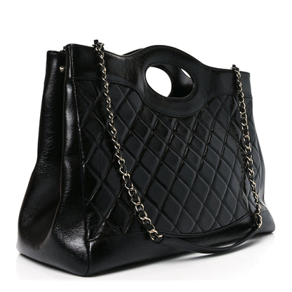 Chanel Shiny Crumpled Calfskin Quilted Large 31 Shopping Bag Black 3 of 10