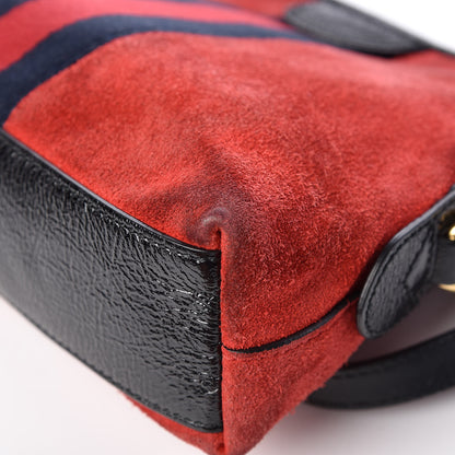 Gucci Suede Patent Web GG Small Ophidia Dome Shoulder Bag Hibiscus Red 11 of 12