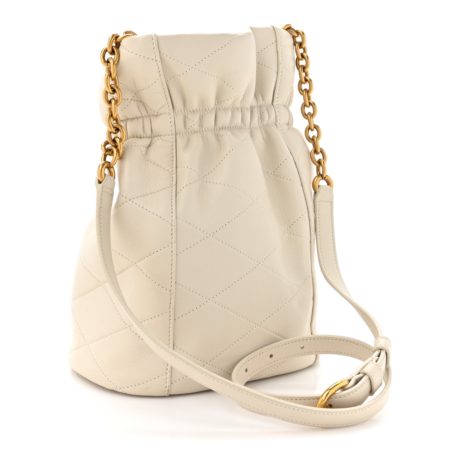 Saint Laurent Lambskin Quilted Le Maillon Bucket Bag Crema Soft 3 of 17