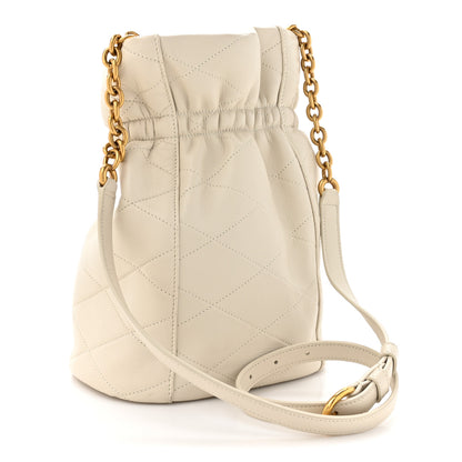 Saint Laurent Lambskin Quilted Le Maillon Bucket Bag Crema Soft 3 of 17