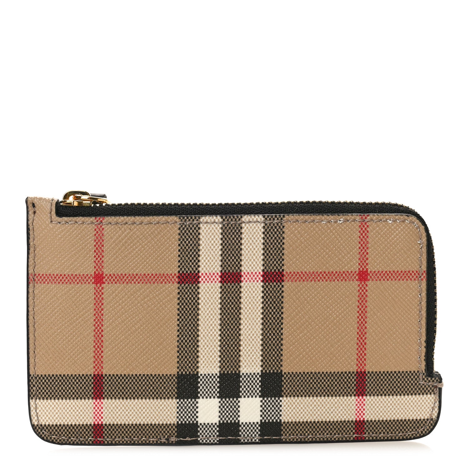 Burberry Check Calfskin Zip Card Case Holder Black 1 of 7