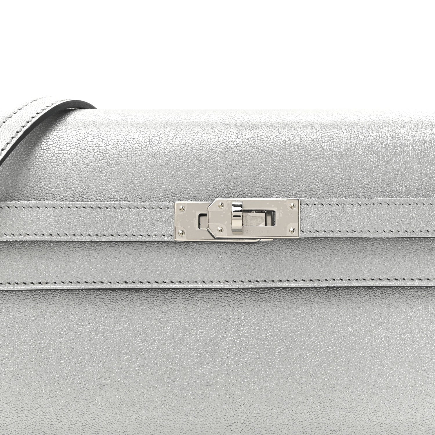 Hermes Metallic Chevre Chamkilight Kelly Wallet To Go Argent 8 of 11