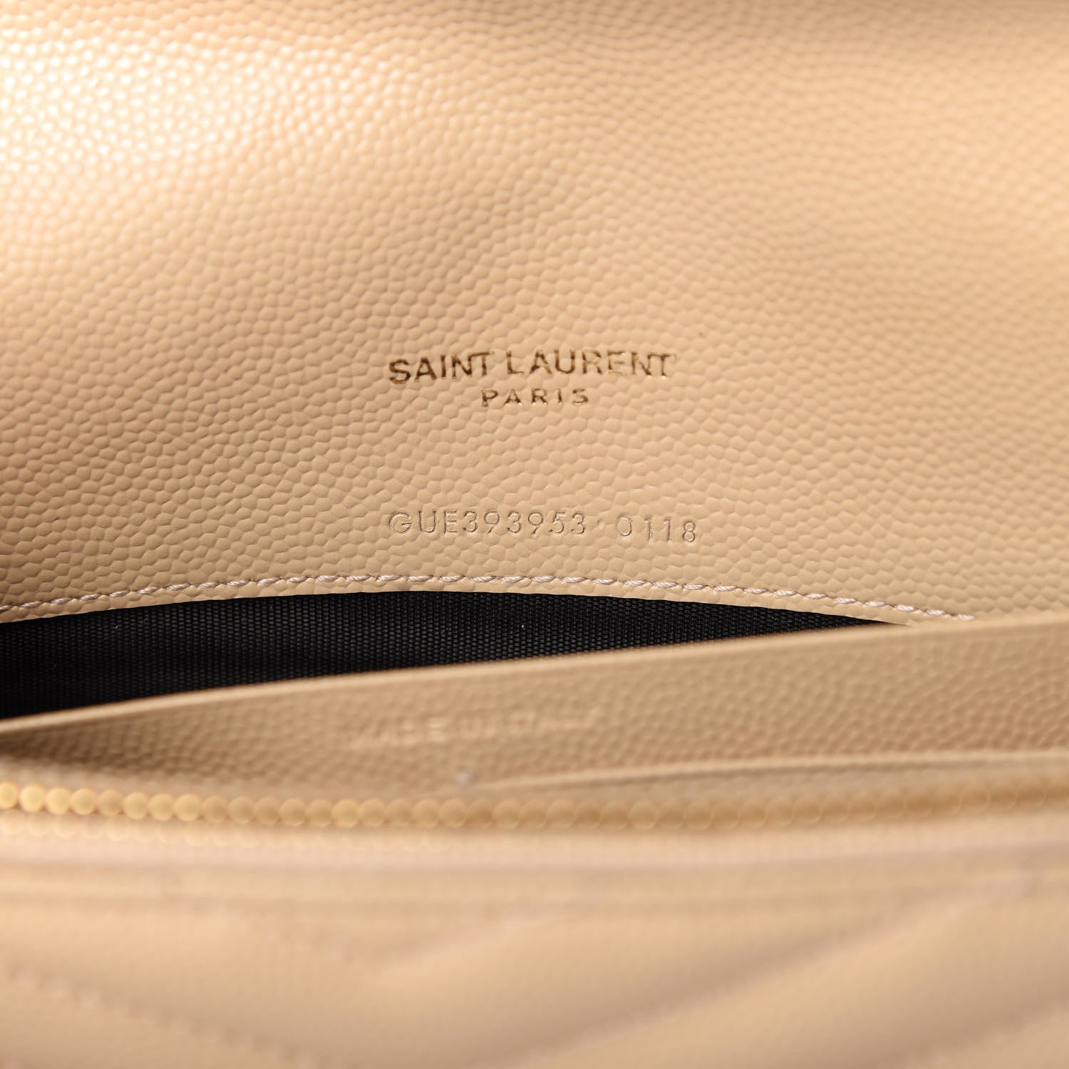 Saint Laurent Grain De Poudre Matelasse Chevron Monogram Envelope Chain Wallet Nude Powder 9 of 10