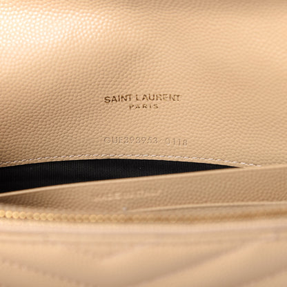 Saint Laurent Grain De Poudre Matelasse Chevron Monogram Envelope Chain Wallet Nude Powder 9 of 10