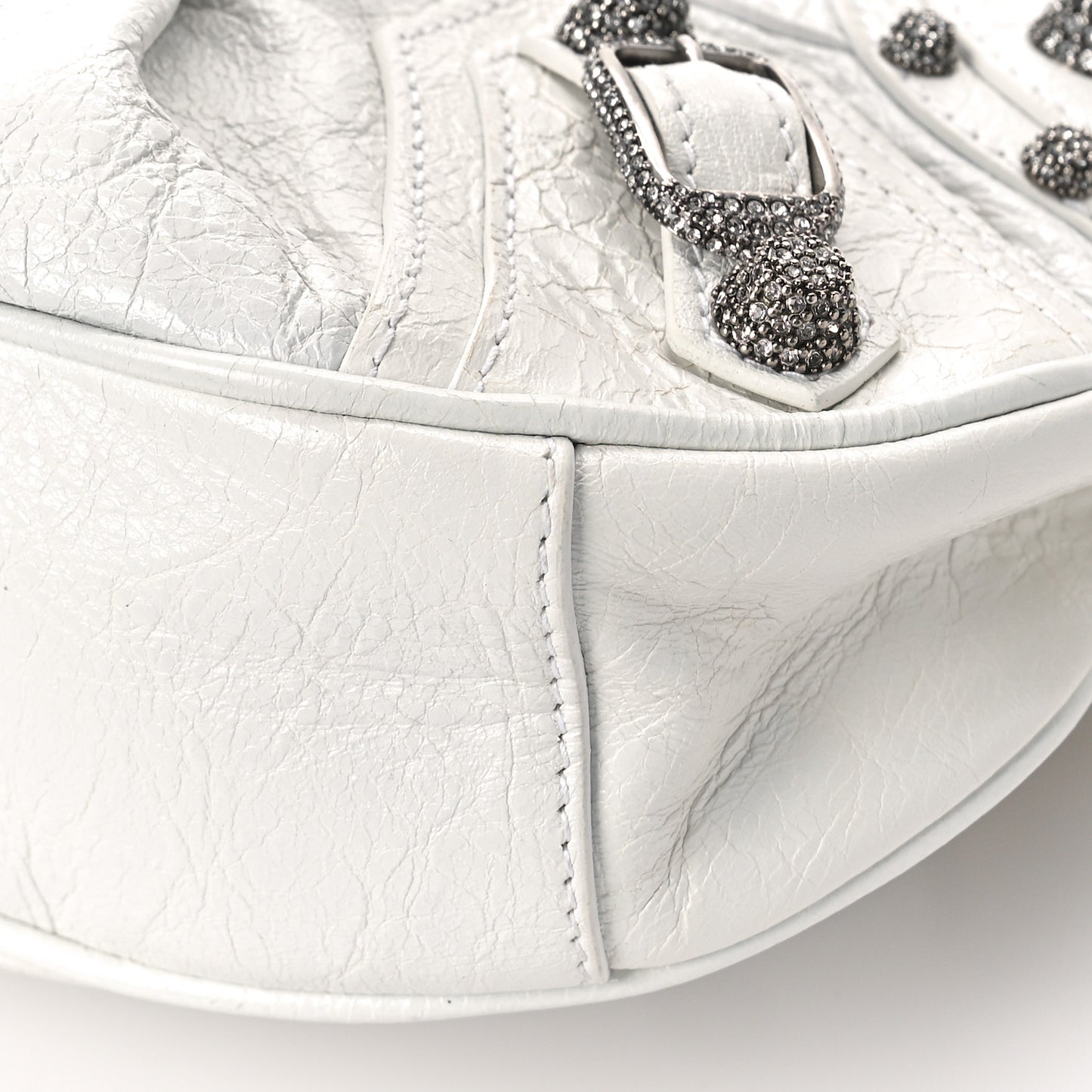 Agneau Arena Crystal Le Cagole Shoulder Bag XS Optic White