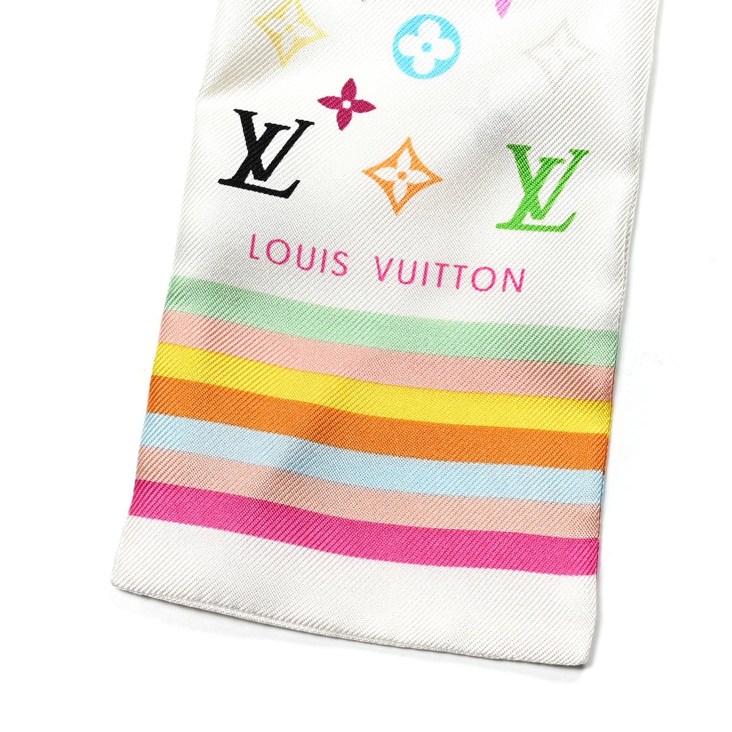 Silk Monogram Multicolor Bandeau White