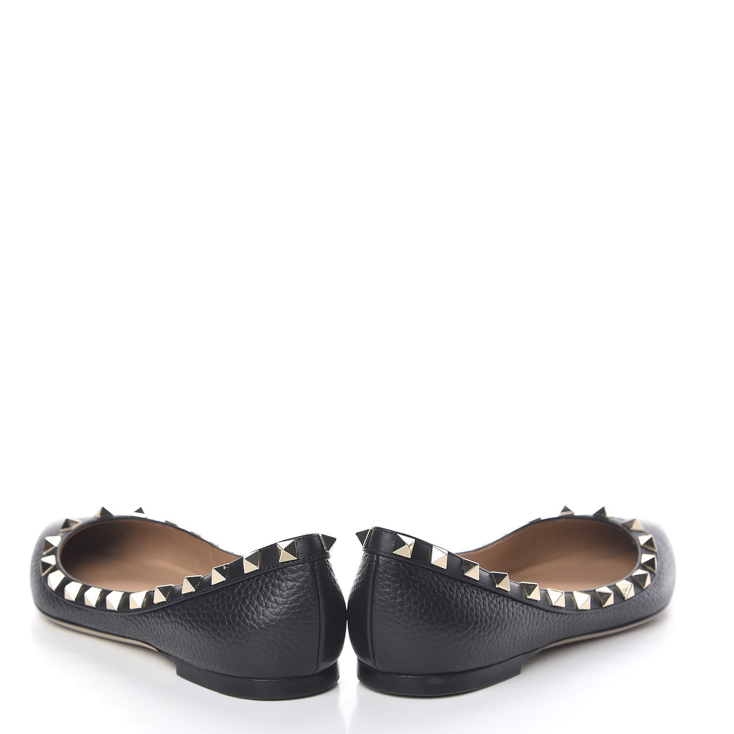 Valentino Garavani Pebbled Calfskin Rockstud Ballerina Flats 35.5 Black 5 of 18
