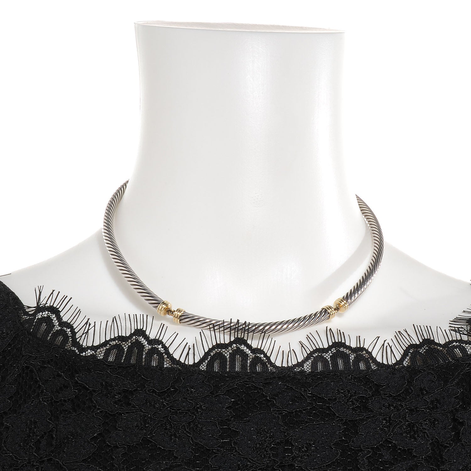 David Yurman Sterling Silver 14k Cable Necklace 2 of 4