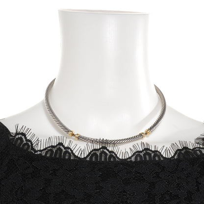David Yurman Sterling Silver 14k Cable Necklace 2 of 4