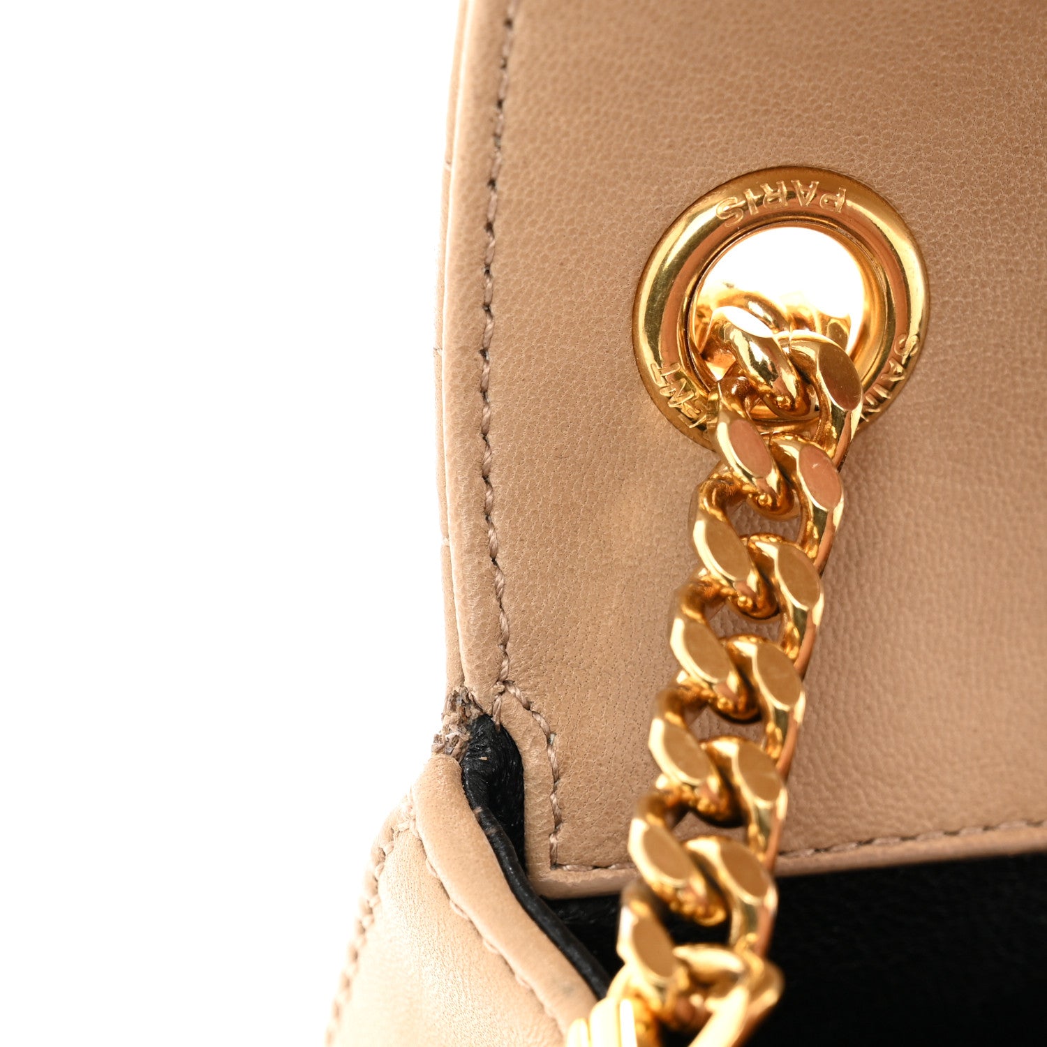 Saint Laurent Lambskin Matelasse Chevron Monogram Small Sulpice Bag Sable Beige 11 of 13