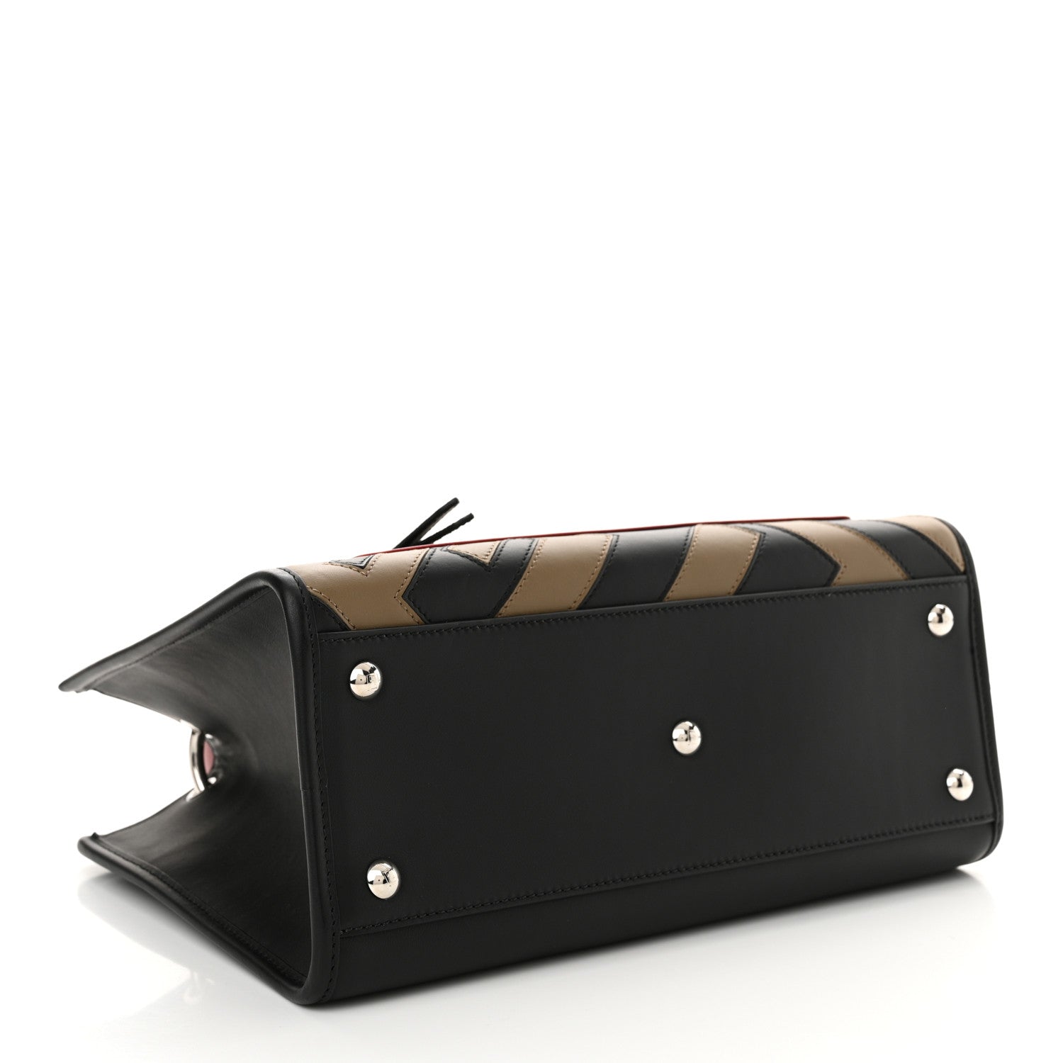 Fendi Vitello Century F is Fendi FF Diagonal Inlay Small Runaway Satchel Fango Black Fragola 4 of 10