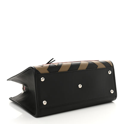 Fendi Vitello Century F is Fendi FF Diagonal Inlay Small Runaway Satchel Fango Black Fragola 4 of 10