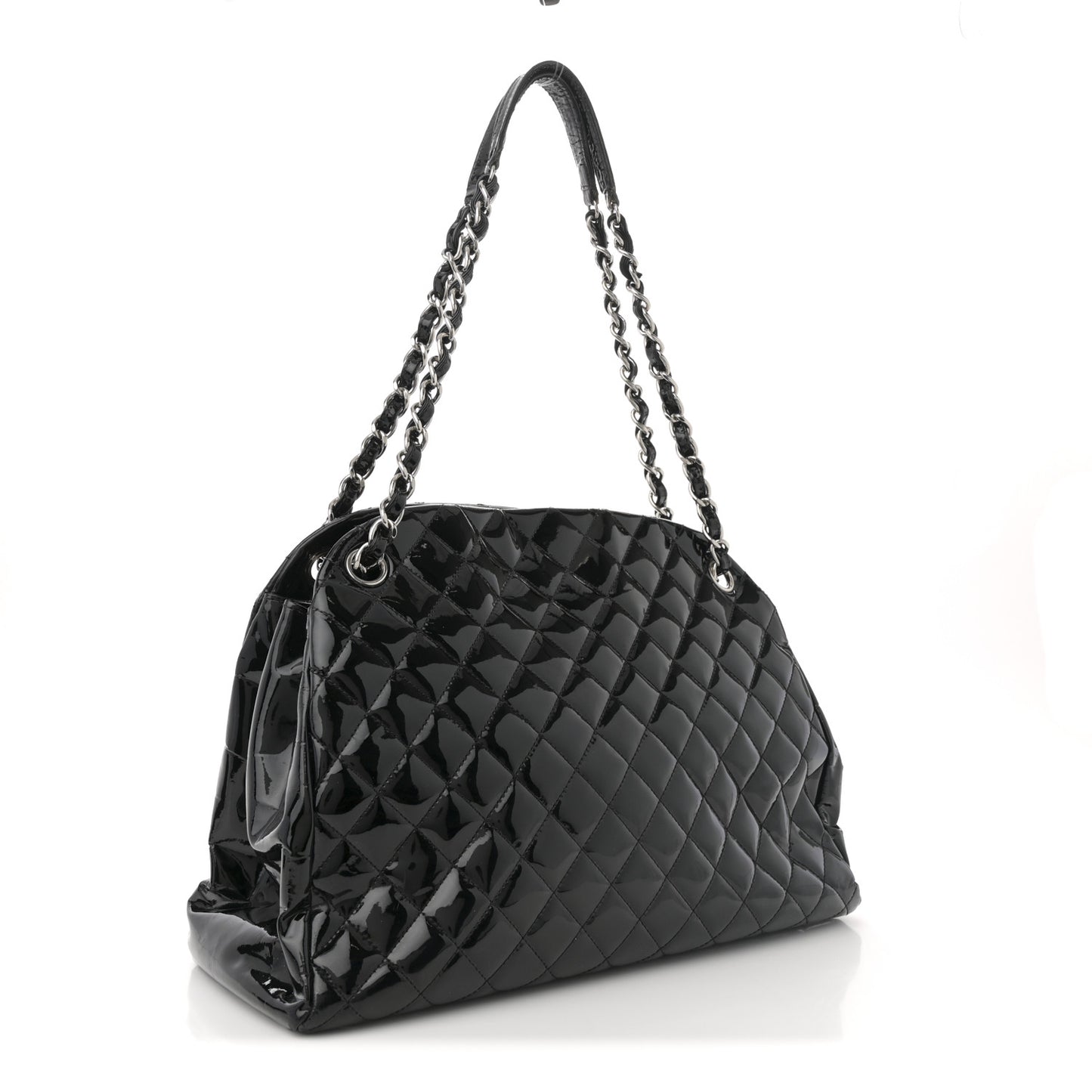 Patent Quilted Medium Just Mademoiselle Bowling Bag Black