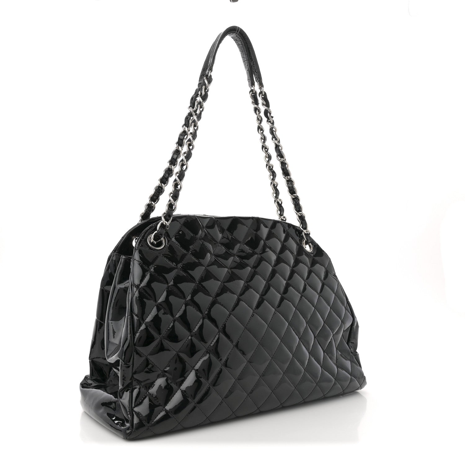 Chanel Patent Quilted Medium Just Mademoiselle Bowling Bag Black 3 of 14