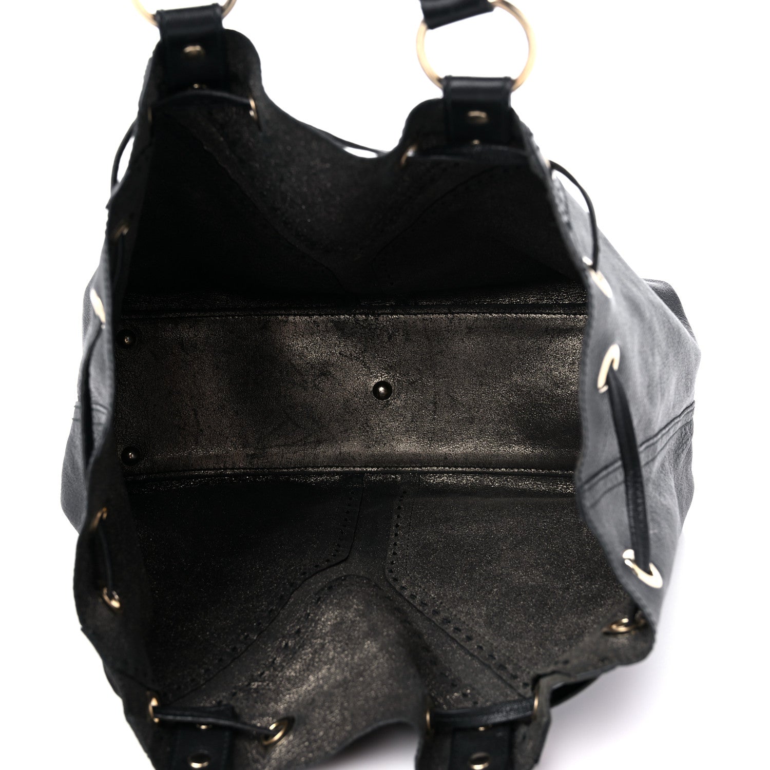 Saint Laurent Calfskin Reversible Double Sac Y Tote Black Gold 4 of 23