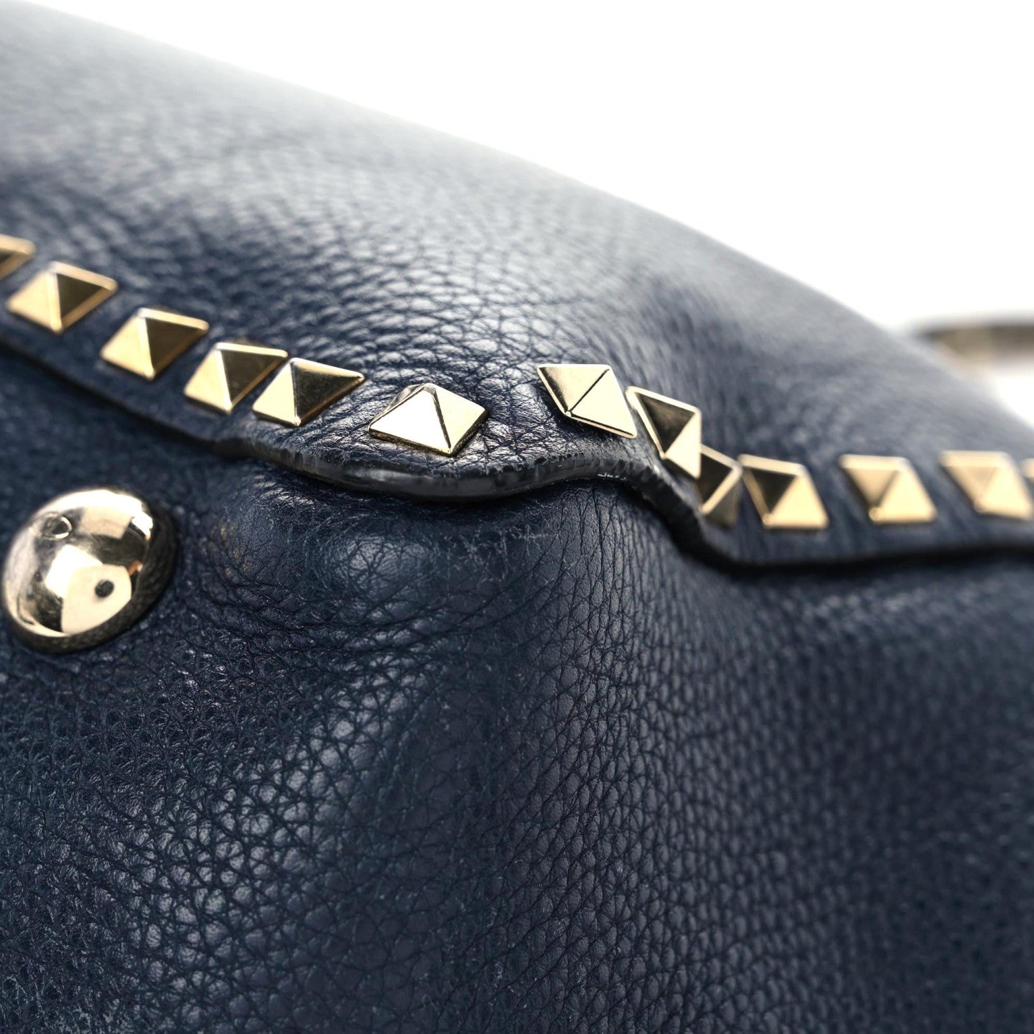 Valentino Garavani Pebbled Calfskin Medium Rockstud Tote Marine 8 of 24