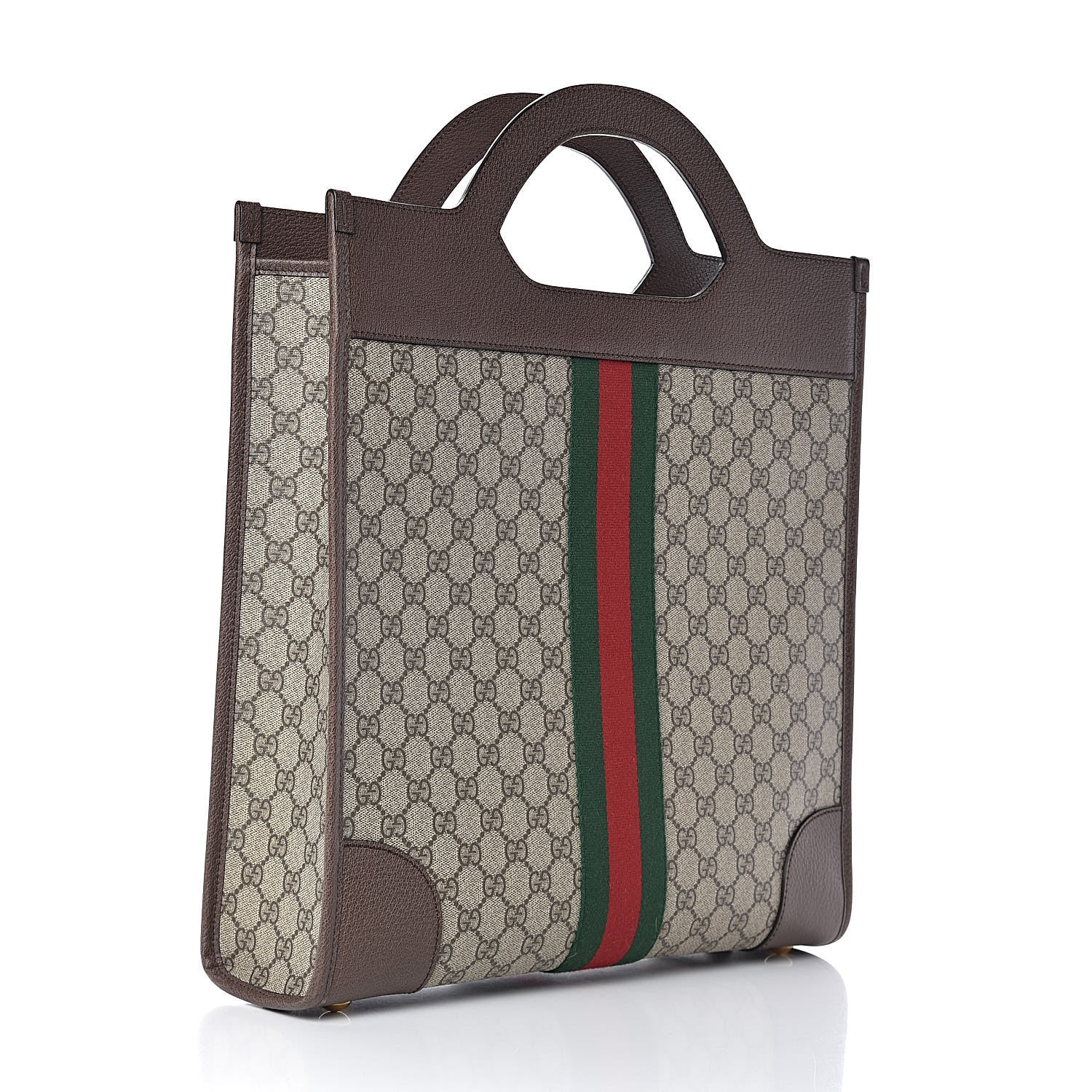 Gucci GG Supreme Monogram Textured Calfskin Web Medium Ophidia Slip Handle Tote Beige Ebony New Acero 3 of 10