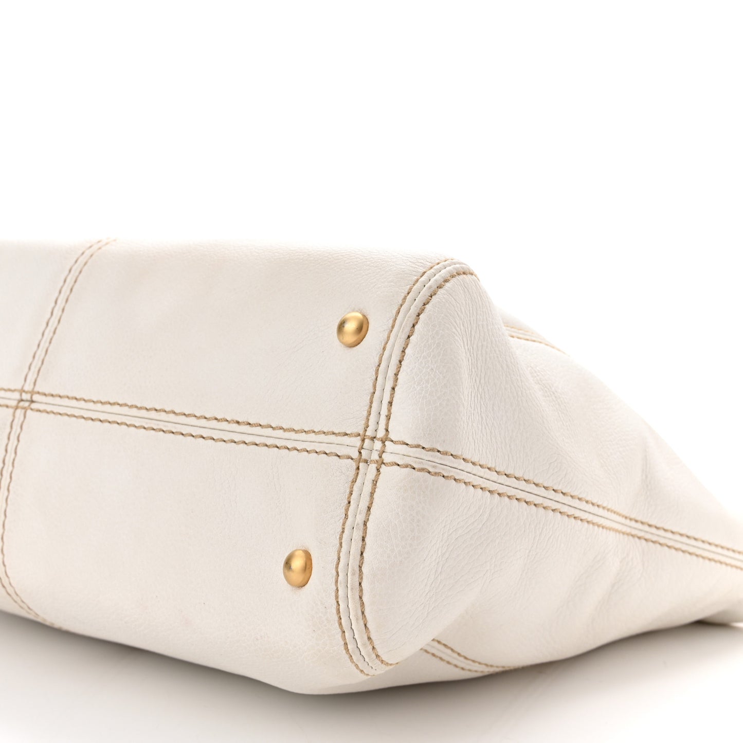 Calfskin Wood Chain Tote White