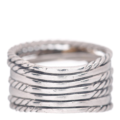 David Yurman Sterling Silver 18K Yellow Gold Double X Crossover Ring 54 7 4 of 5