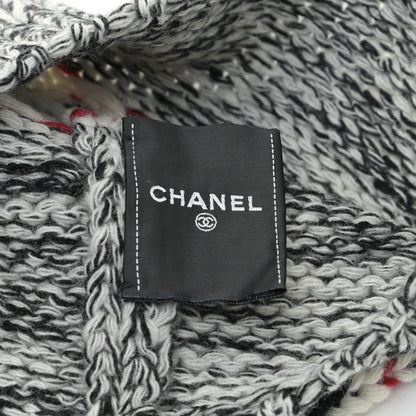 Chanel Wool Shearling CC Beanie Hat Ivory Black Red 4 of 4