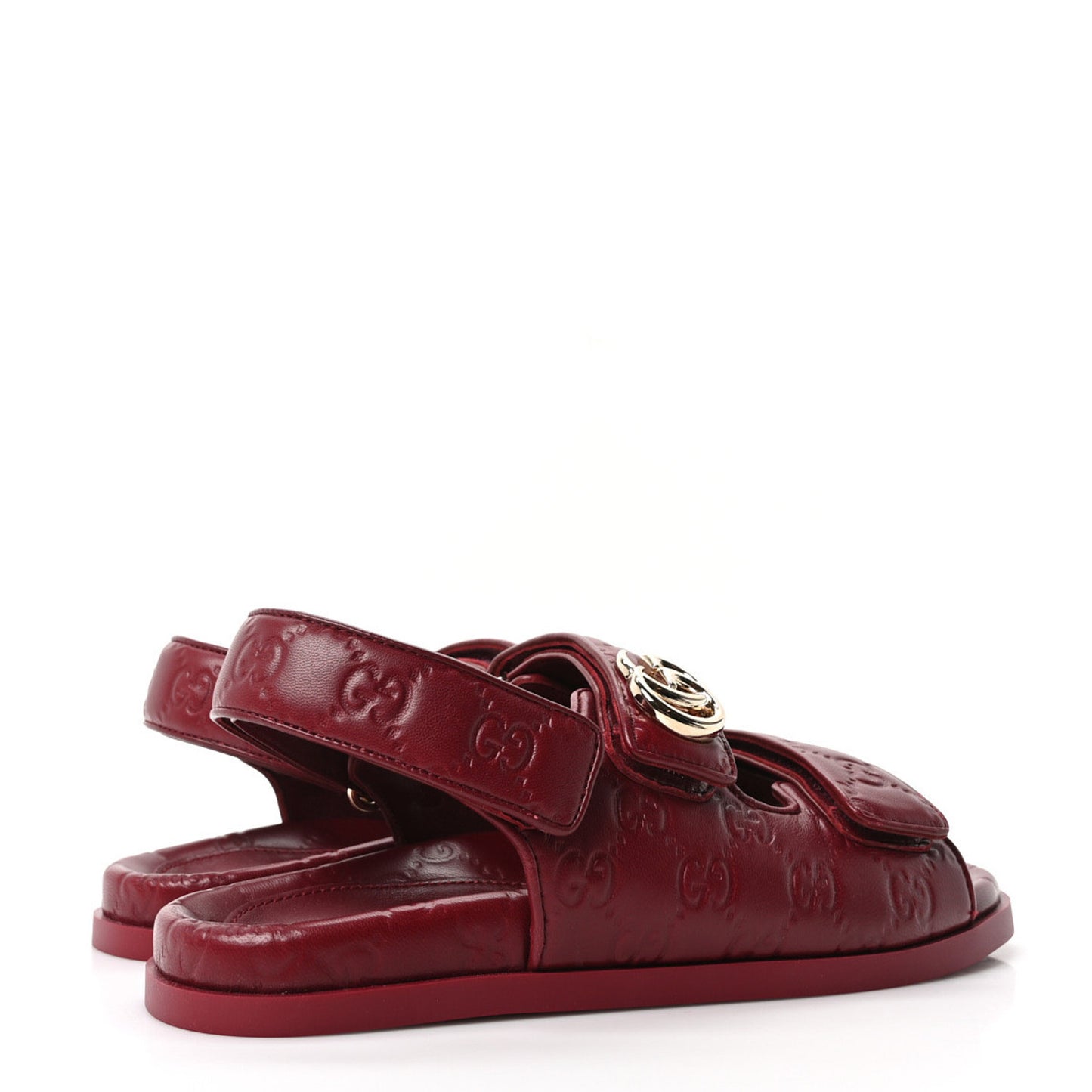 Guccissima GG Embossed Womens Sandals 37 Rosso Ancora