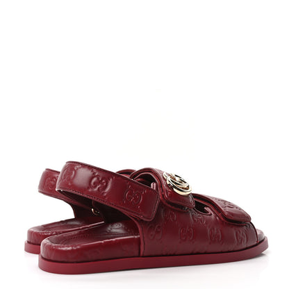 Gucci Guccissima GG Embossed Womens Sandals 37 Rosso Ancora 5 of 9